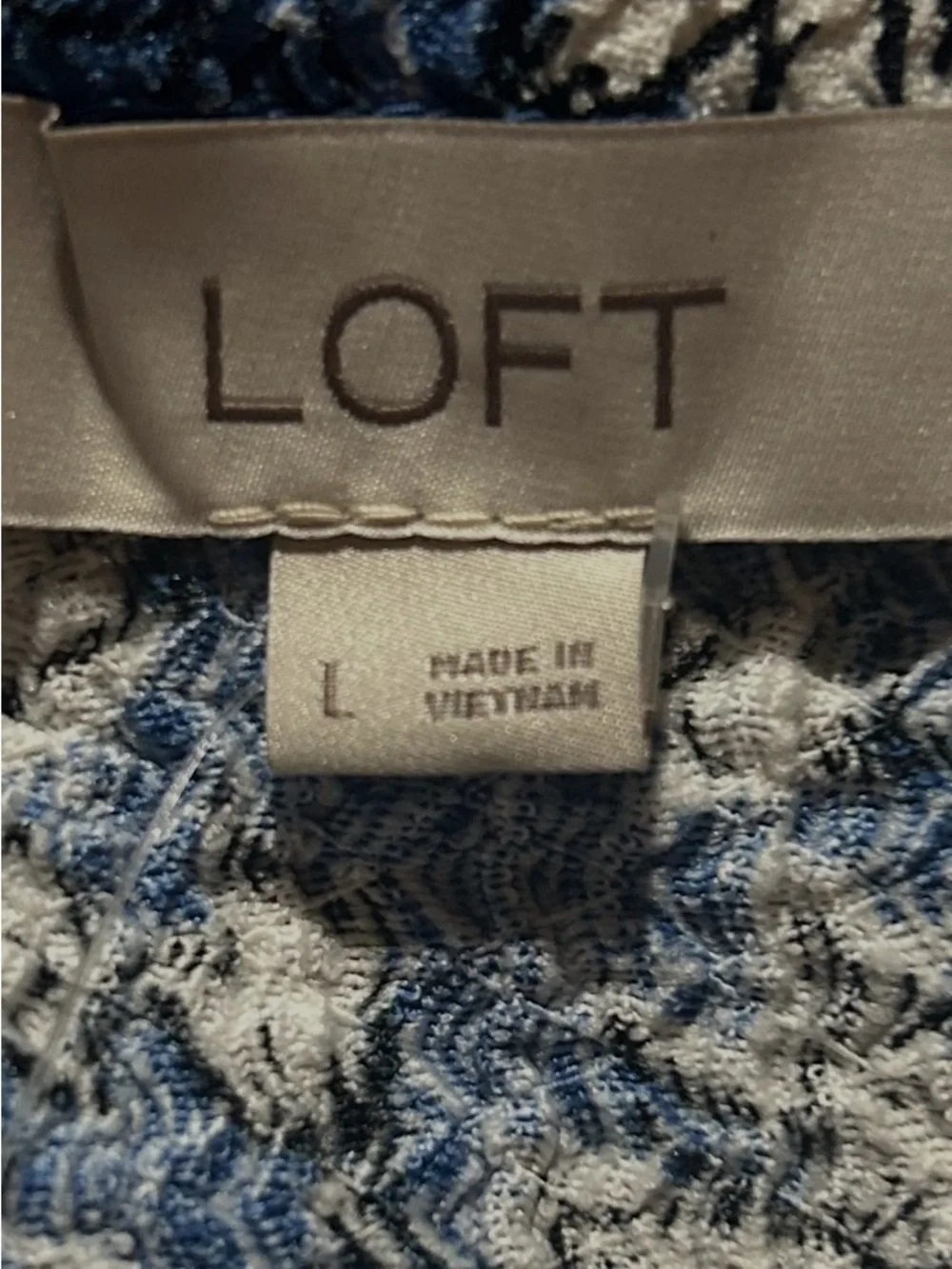 LOFT Women’s Floral Puff Long Sleeve Blouse Textured Top Square Neck Size L NWT